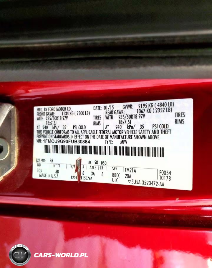 2015 Ford Escape Se VIN:1FMCU9G90FUB30884 - 13