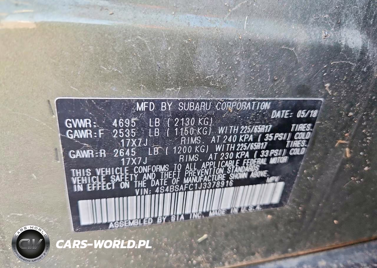 2018 Subaru Outback 2.5I Premium VIN:4S4BSAFC1J3378916 - 12
