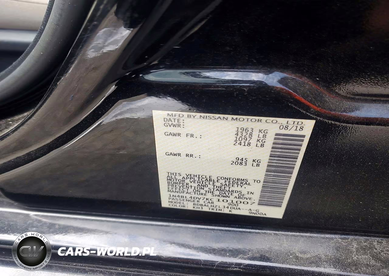 2019 Nissan Altima Sv VIN:1N4BL4DV7KC101007 - 13