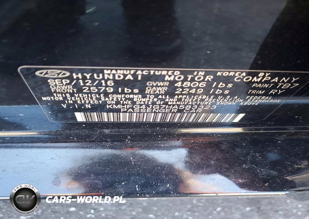 2017 Hyundai Azera Base VIN:KMHFG4JG7HA583323 - 12
