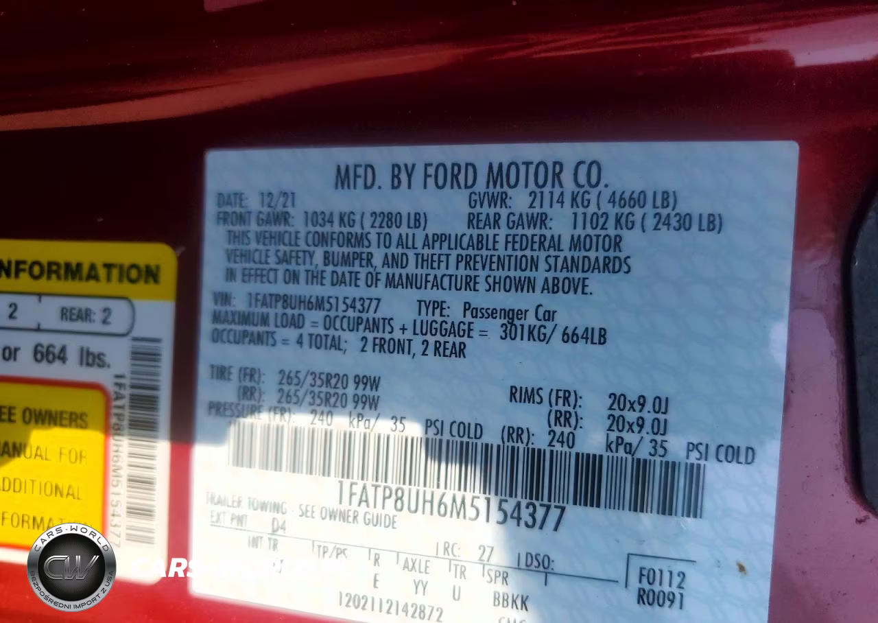 2021 Ford Mustang VIN:1FATP8UH6M5154377 - 12
