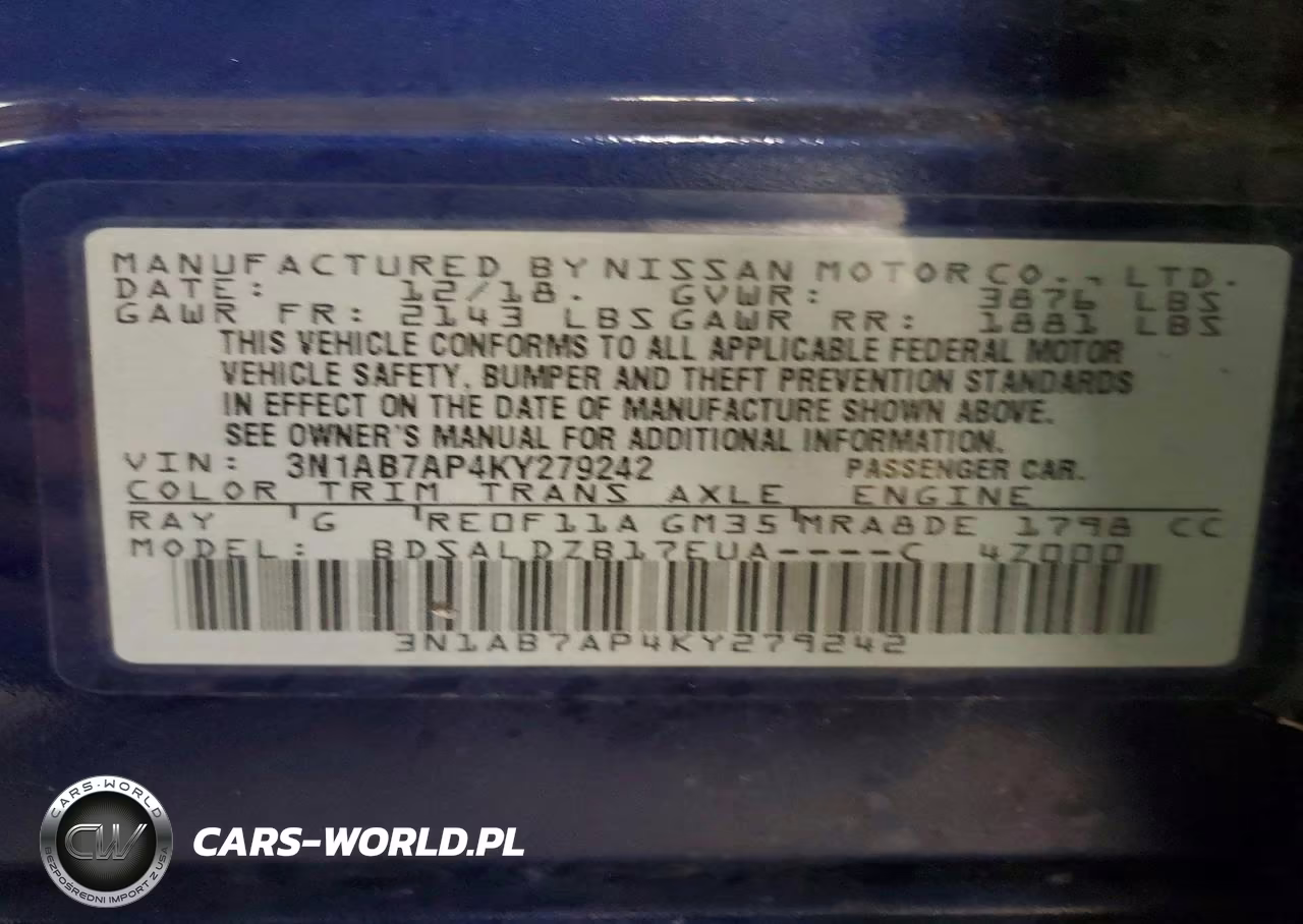 2019 Nissan Sentra Sv VIN:3N1AB7AP4KY279242 - 12