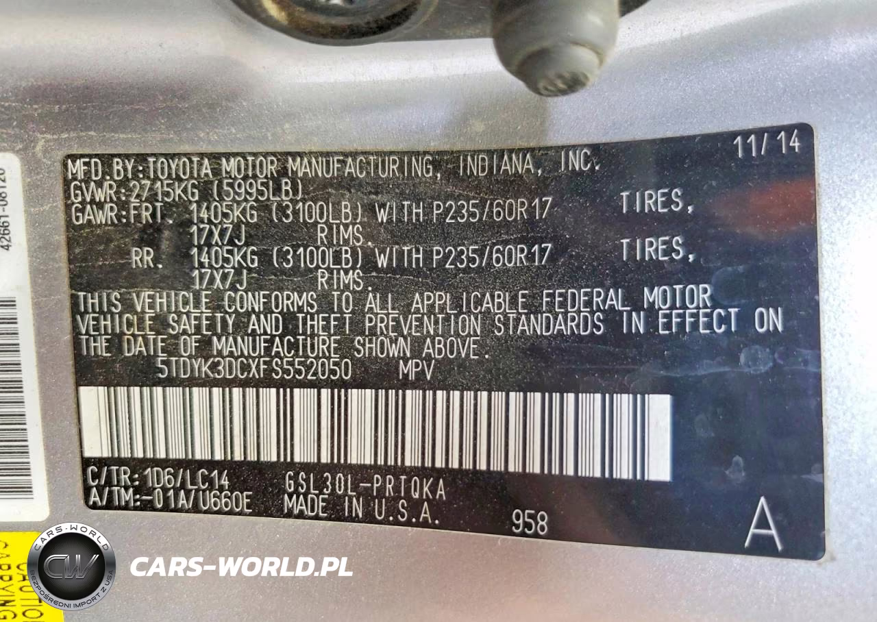2015 Toyota Sienna Xle 8-Passenger VIN:5TDYK3DCXFS552050 - 13