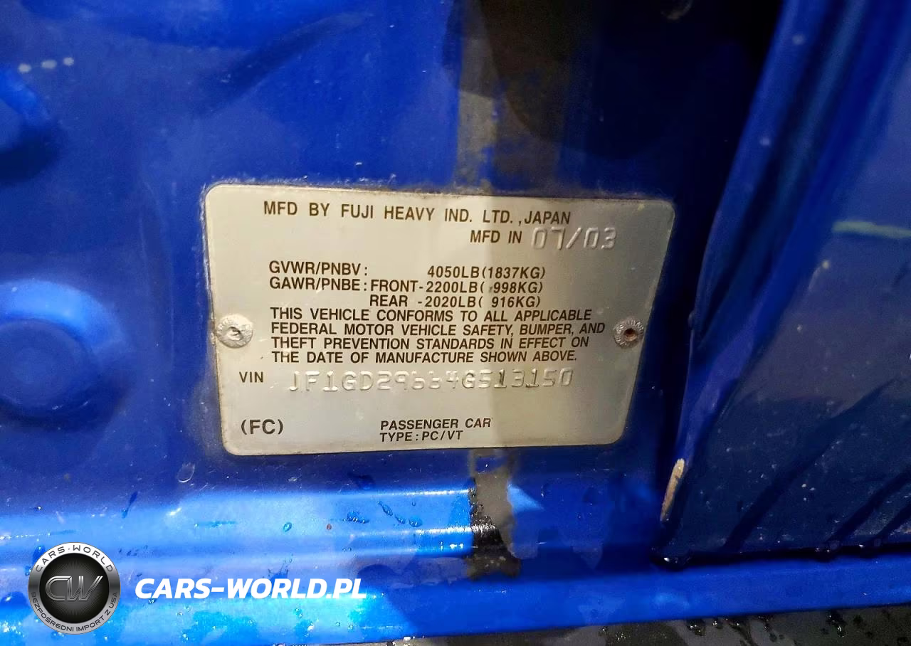 2004 Subaru Impreza Wrx VIN:JF1GD29664G513150 - 13