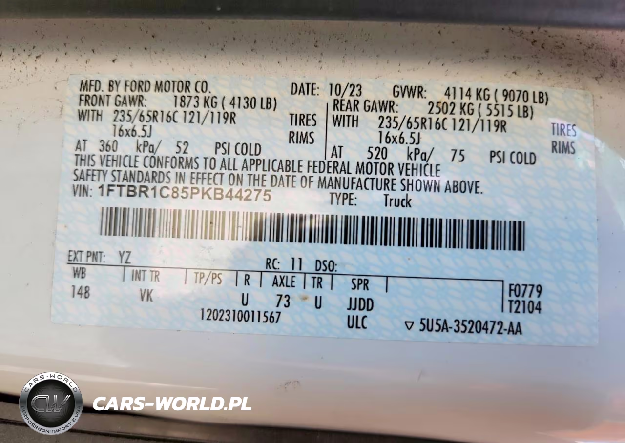 2023 Ford Transit T-250 Delivery Van VIN:1FTBR1C85PKB44275 - 14