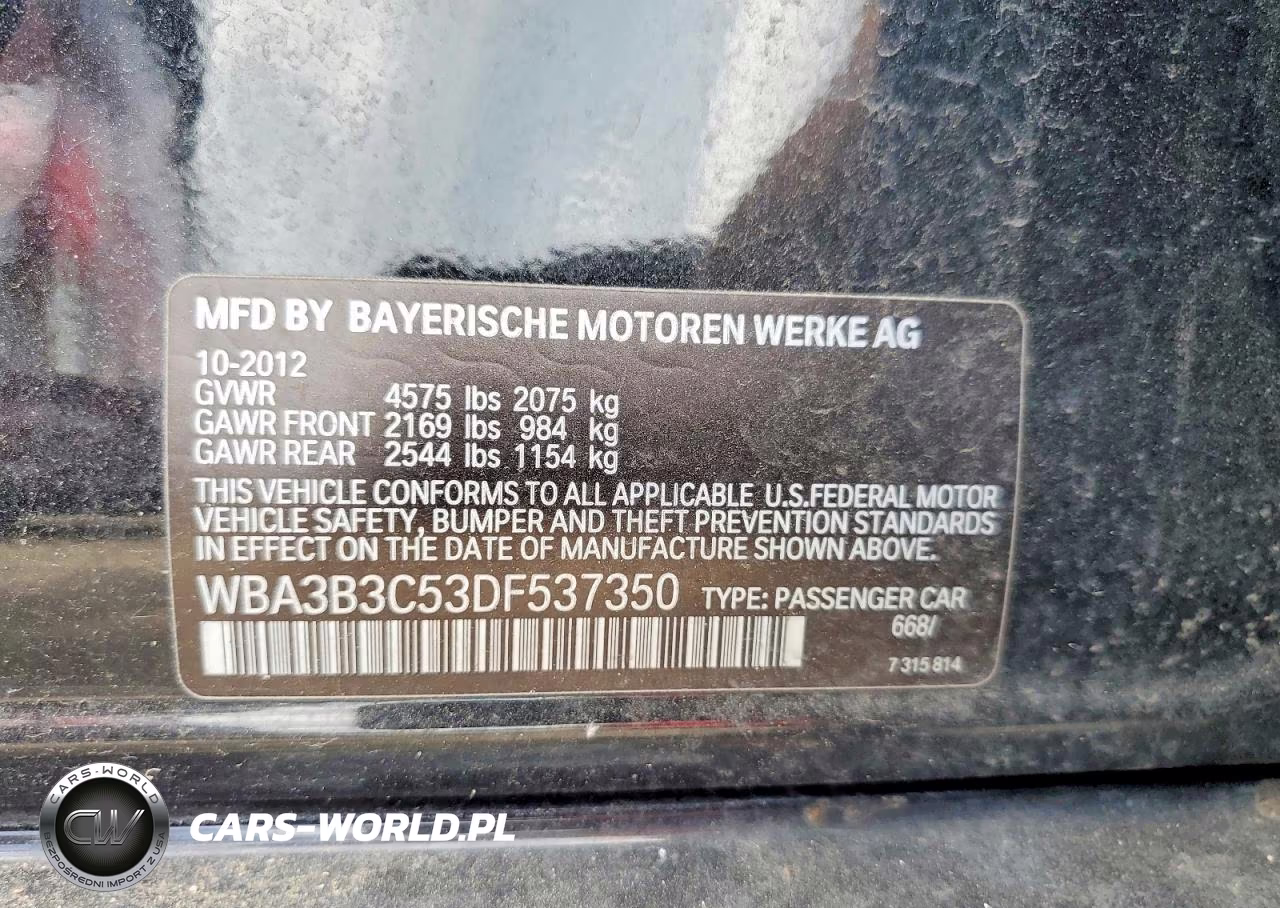 2013 BMW 328 Xi VIN:WBA3B3C53DF537350 - 12
