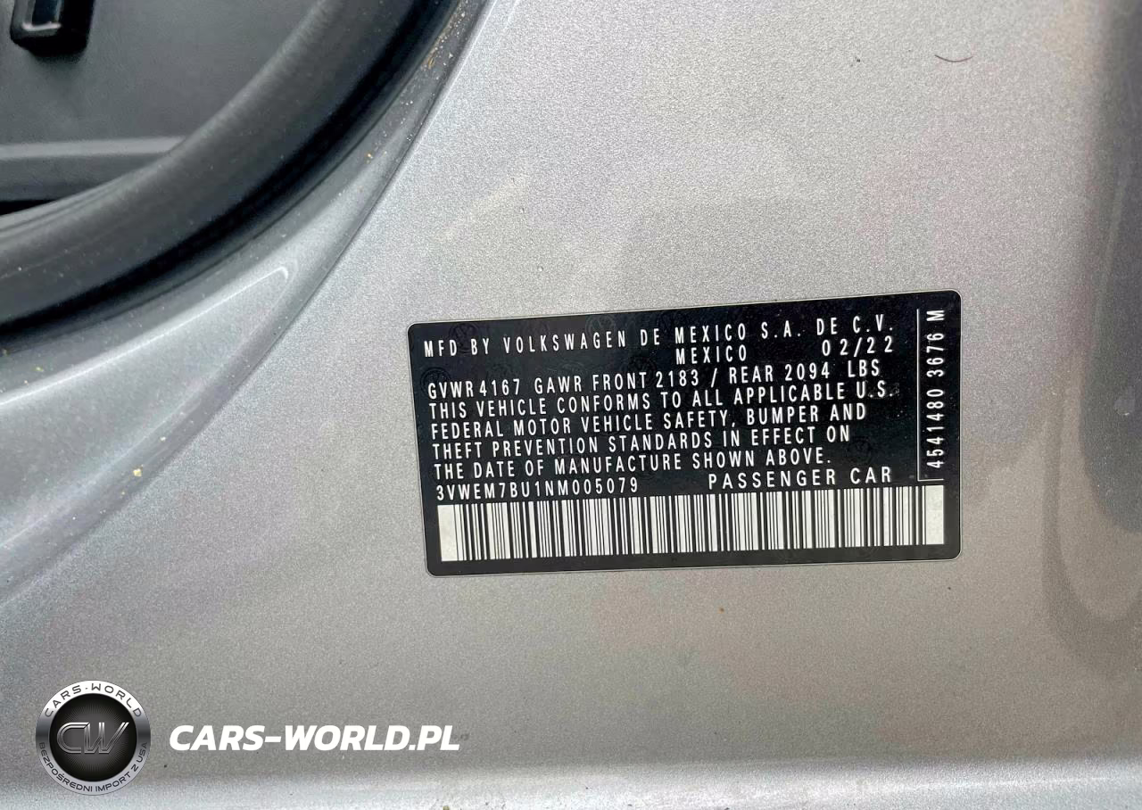 2022 Volkswagen Jetta Se VIN:3VWEM7BU1NM005079 - 10