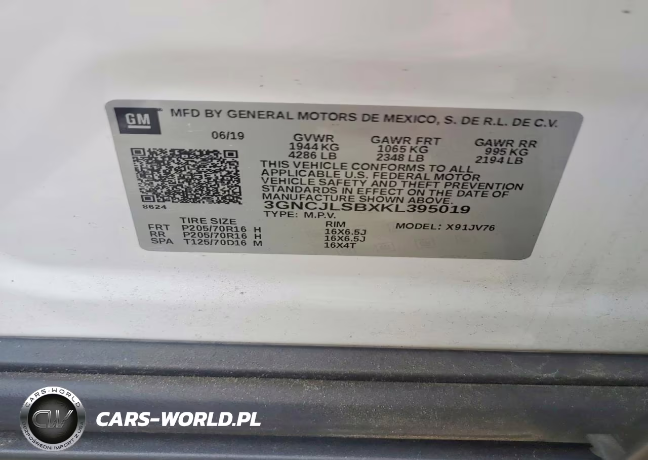 2019 Chevrolet Trax 1Lt VIN:3GNCJLSBXKL395019 - 12