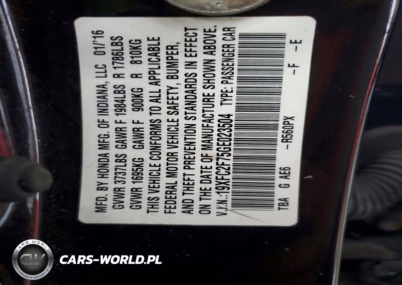 2016 Honda Civic Ex VIN:19XFC2F75GE023504 - 12