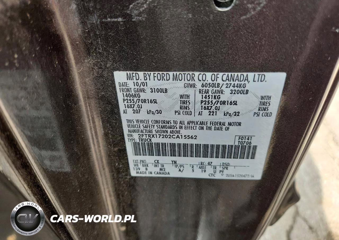 2002 Ford F150 VIN:2FTRX17202CA15562 - 12