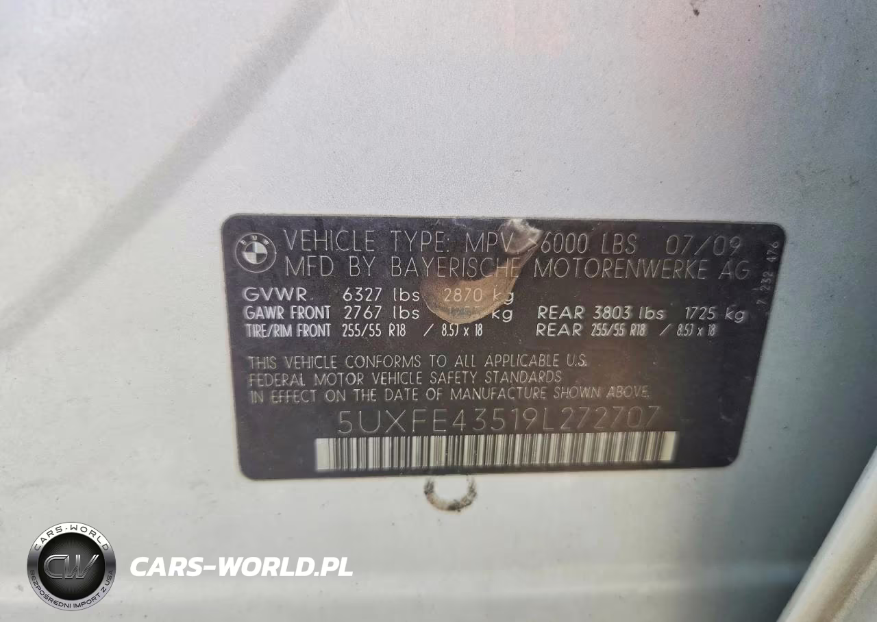 2009 BMW X5 xDrive30I VIN:5UXFE43519L272707 - 13