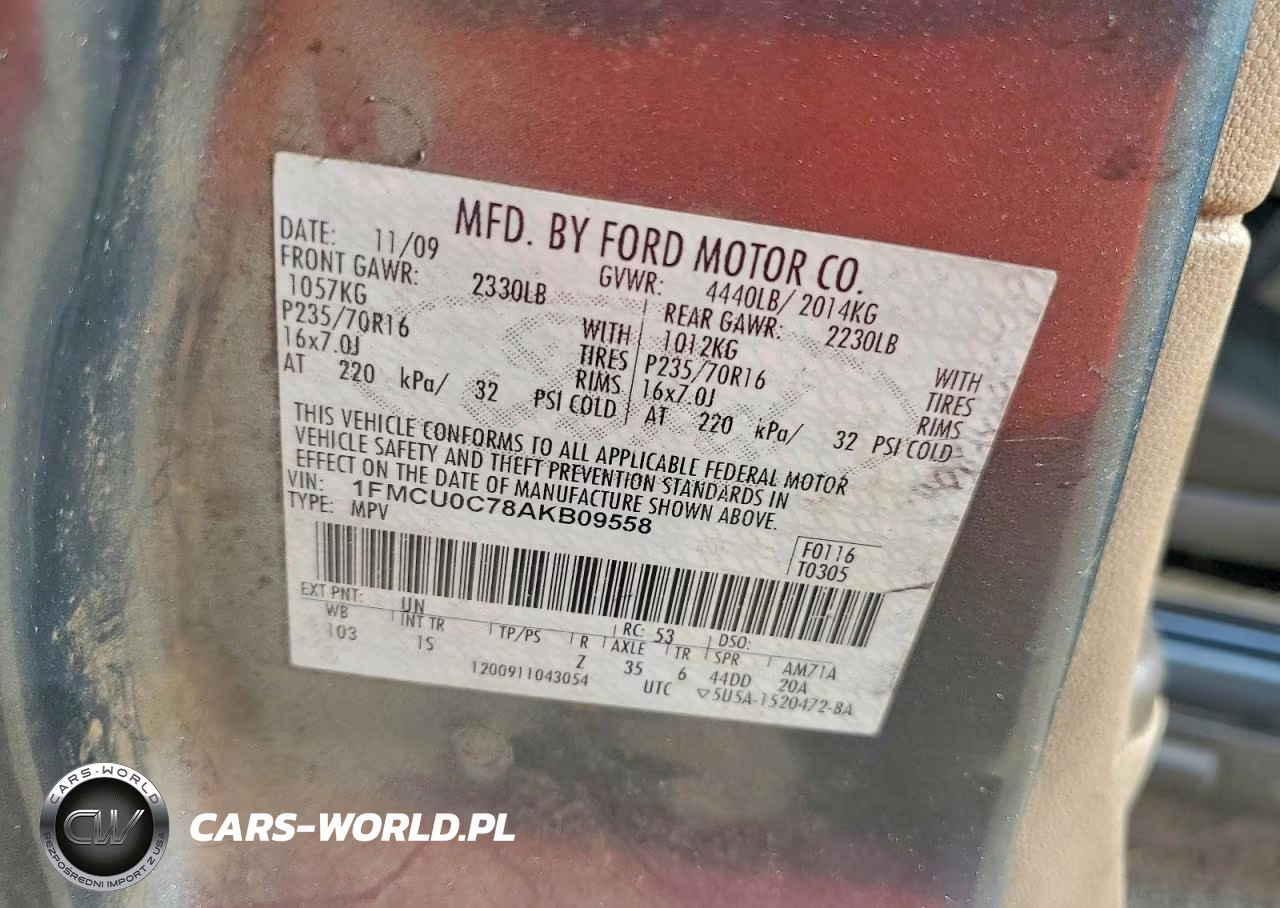 2010 Ford Escape Xls VIN:1FMCU0C78AKB09558 - 12