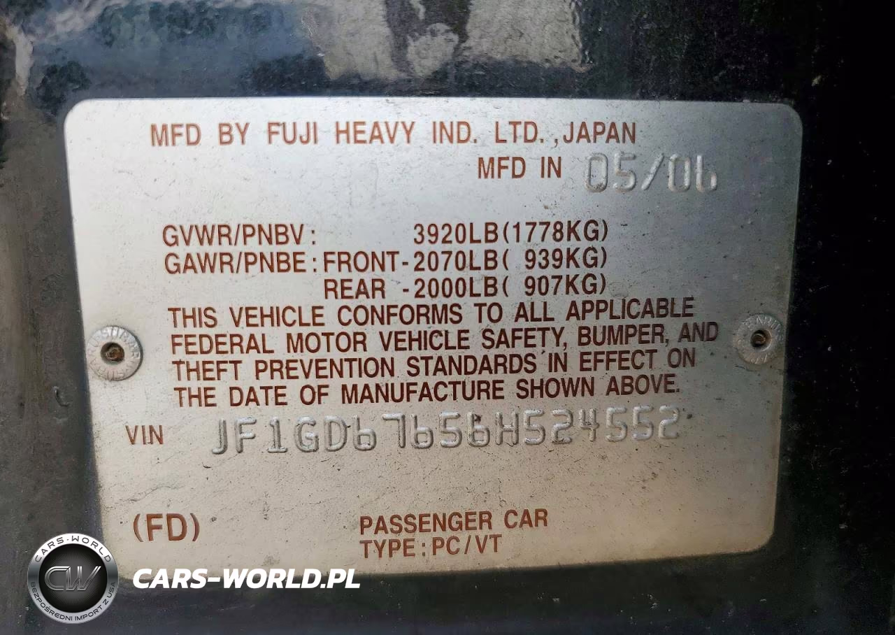 2006 Subaru Impreza 2.5I VIN:JF1GD67656H524552 - 12