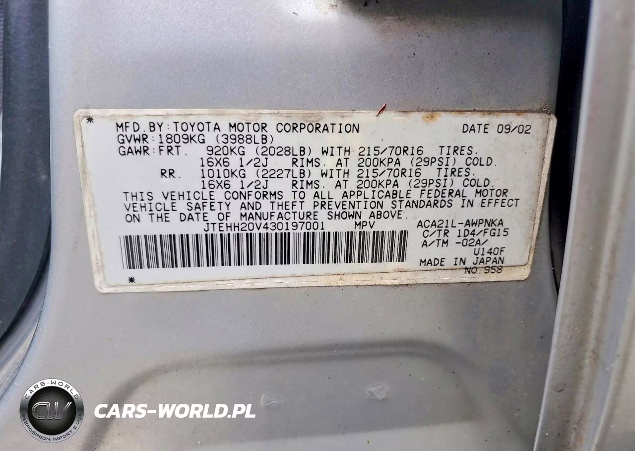 2003 Toyota Rav4 Base VIN:JTEHH20V430197001 - 13