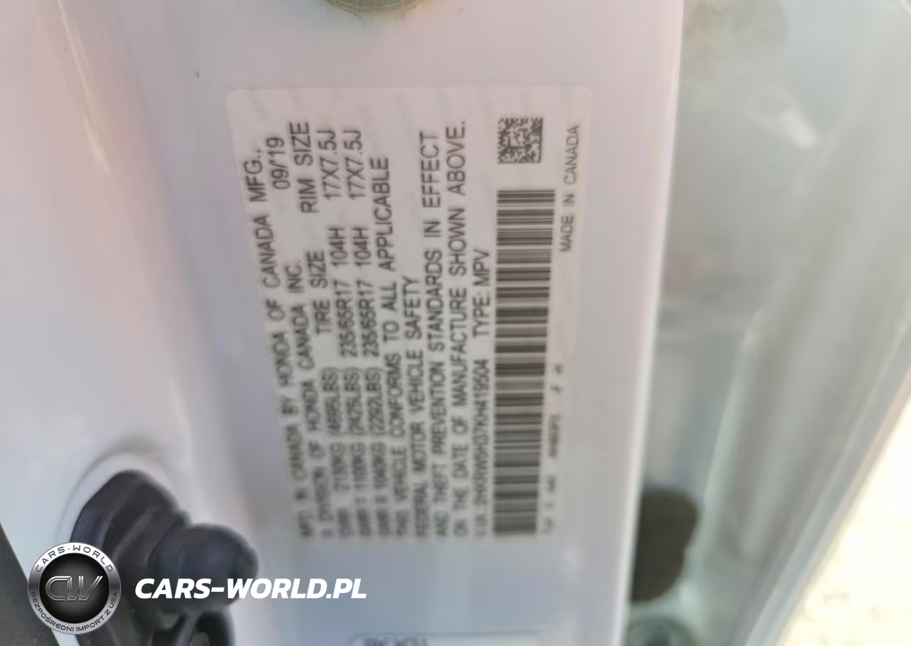 2019 Honda Cr-V Lx VIN:2HKRW5H37KH419504 - 12