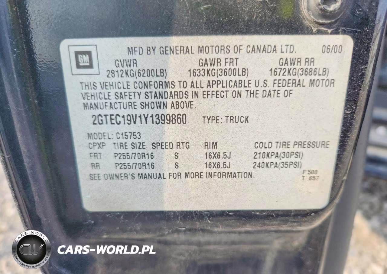 2000 GMC New Sierra C1500 VIN:2GTEC19V1Y1399860 - 12