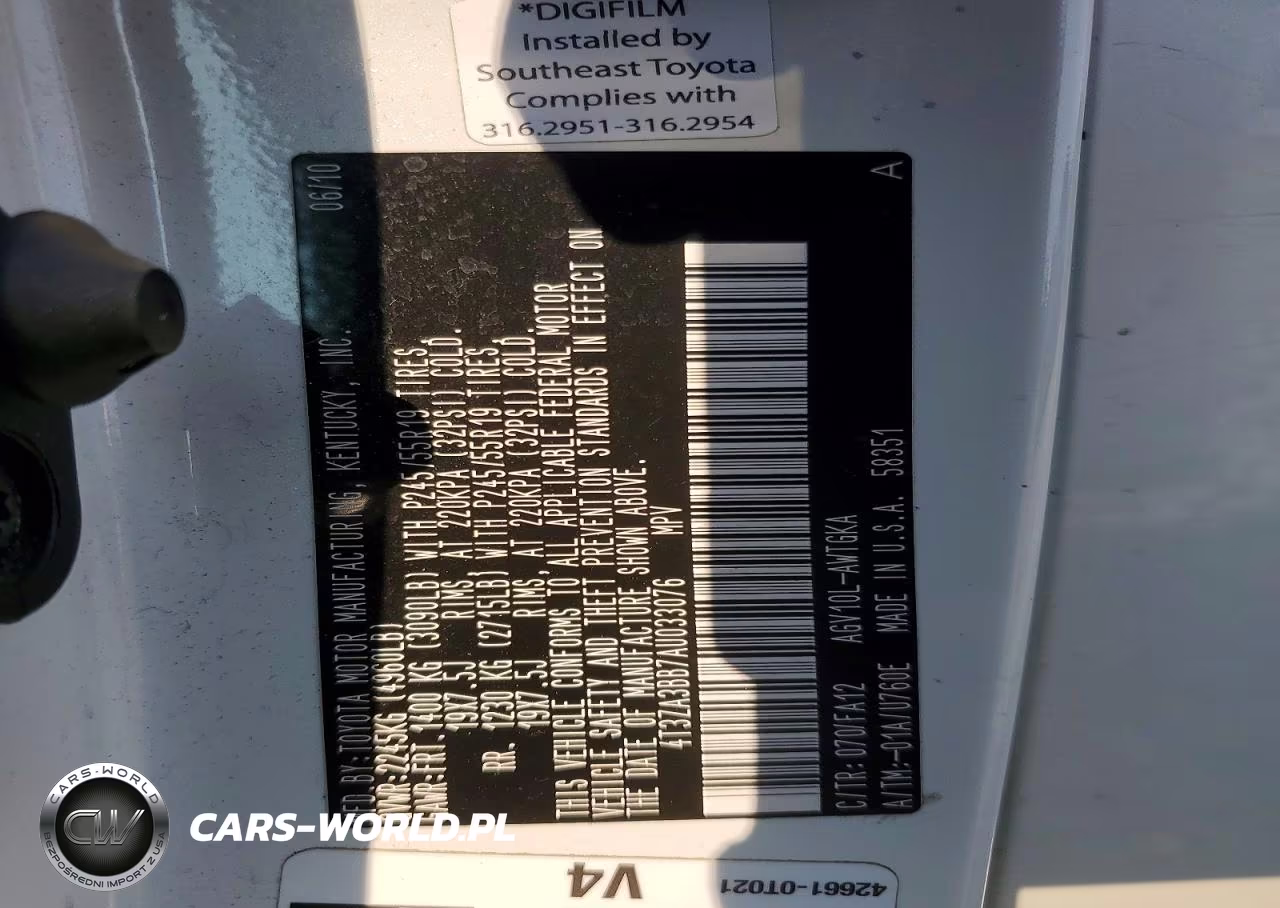2010 Toyota Venza Fwd 4Cyl VIN:4T3ZA3BB7AU033076 - 12