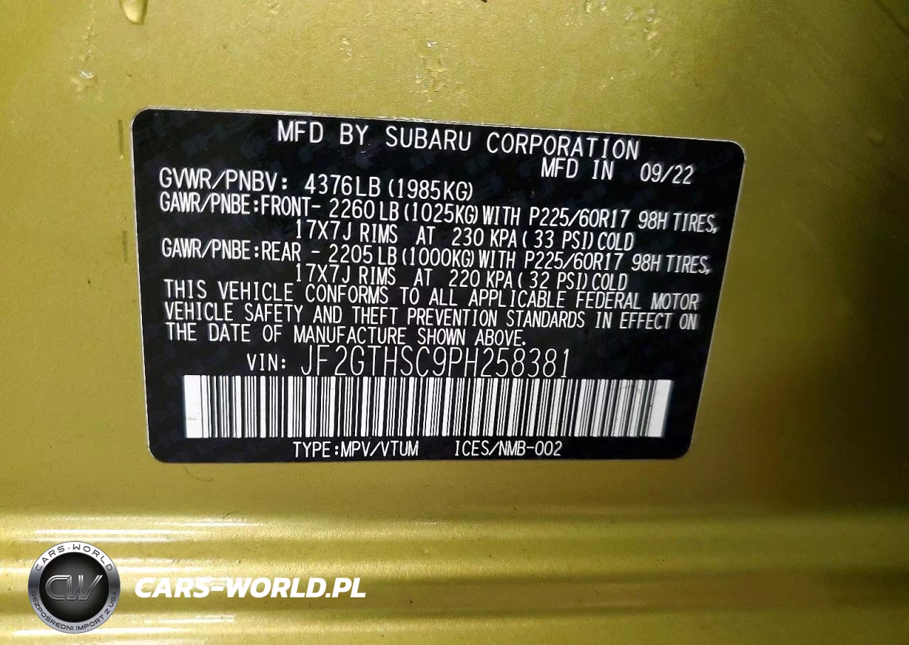 2023 Subaru Crosstrek Sport VIN:JF2GTHSC9PH258381 - 13