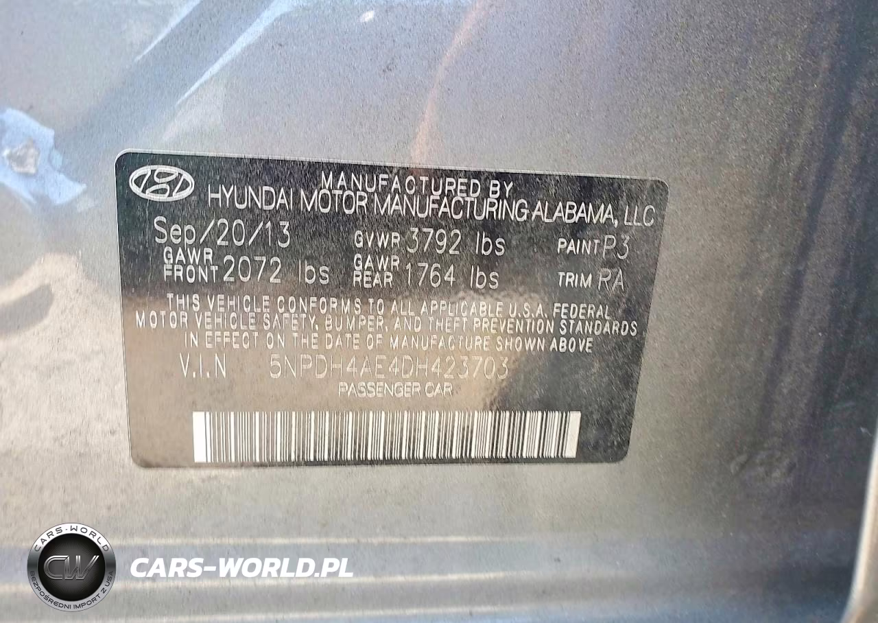 2013 Hyundai Elantra Gls VIN:5NPDH4AE4DH423703 - 12