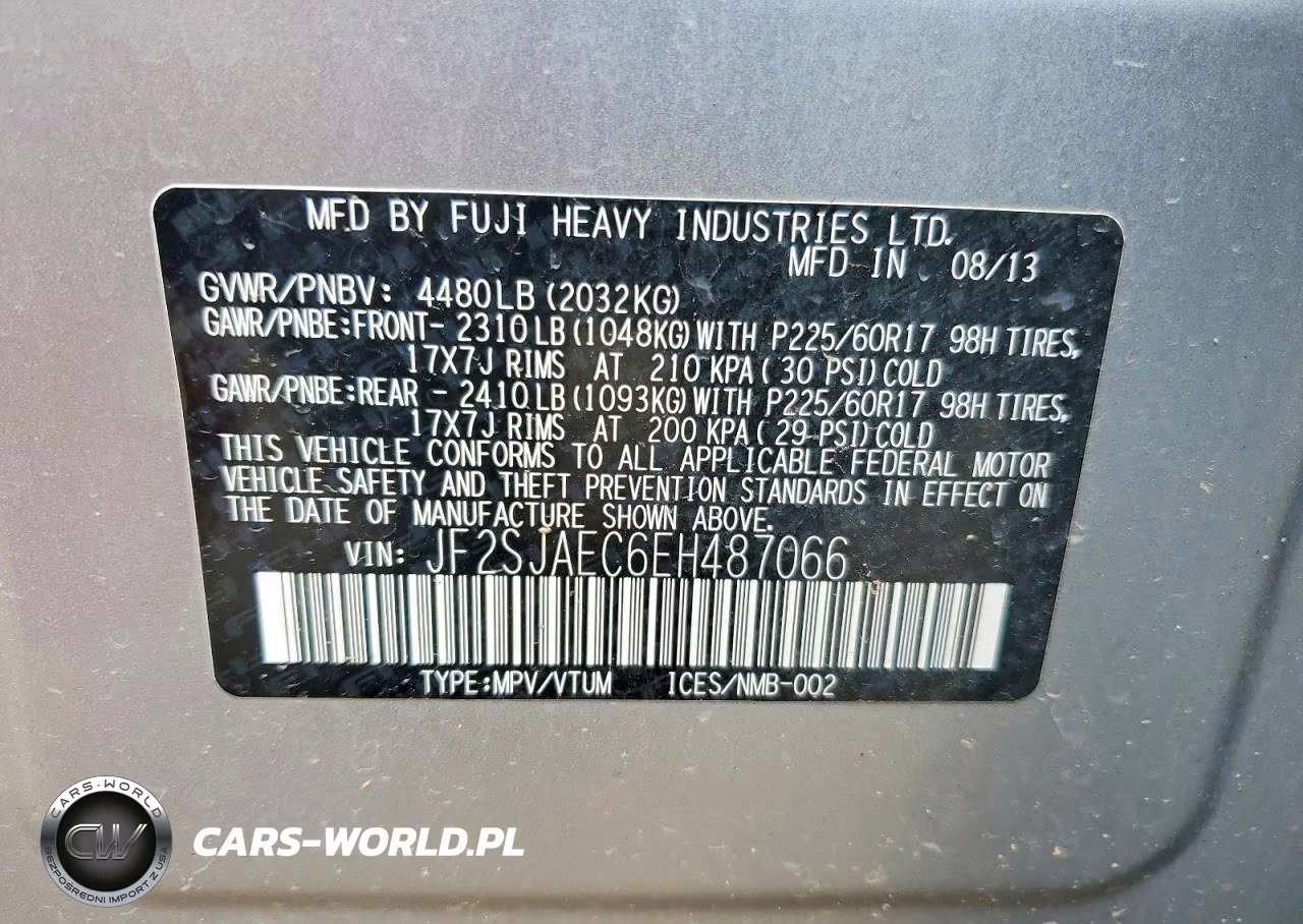2014 Subaru Forester 2.5I Premium VIN:JF2SJAEC6EH487066 - 13