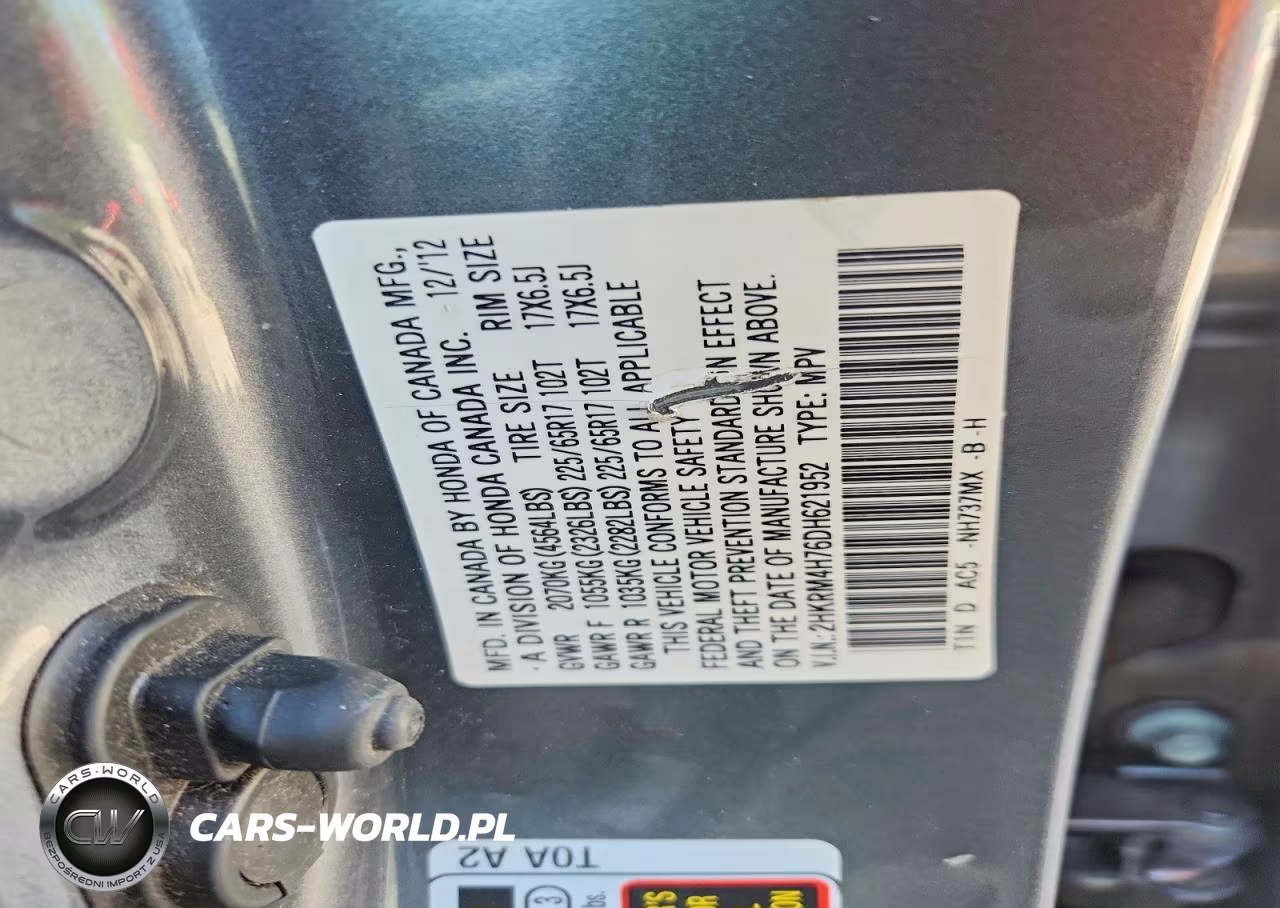 2013 Honda Cr-V Exl VIN:2HKRM4H76DH621952 - 14