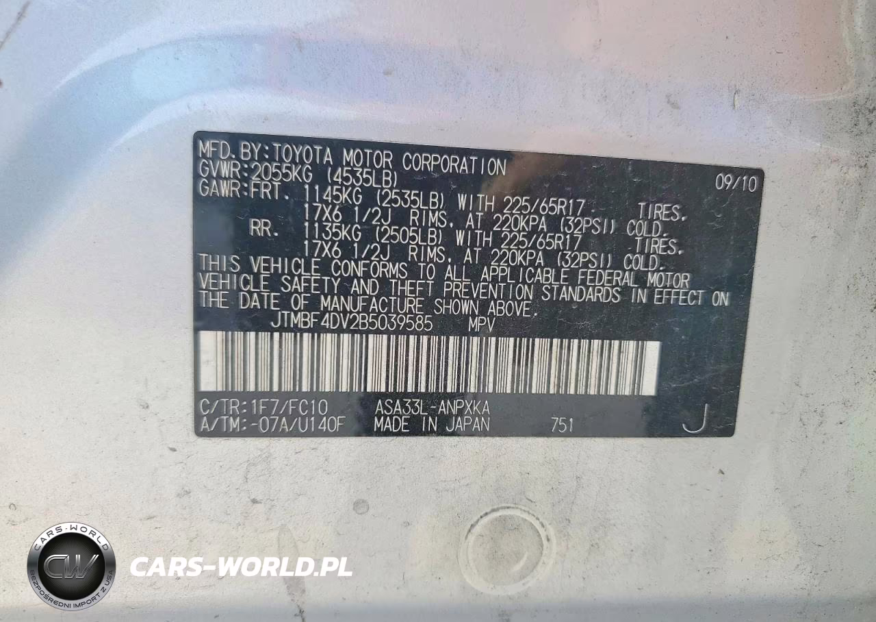 2011 Toyota Rav4 Base VIN:JTMBF4DV2B5039585 - 13