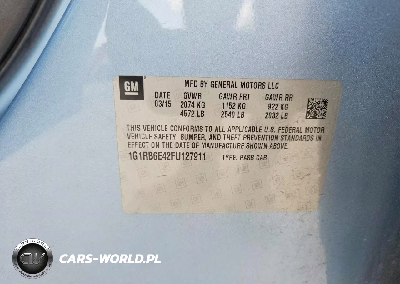 2015 Chevrolet Volt VIN:1G1RB6E42FU127911 - 12