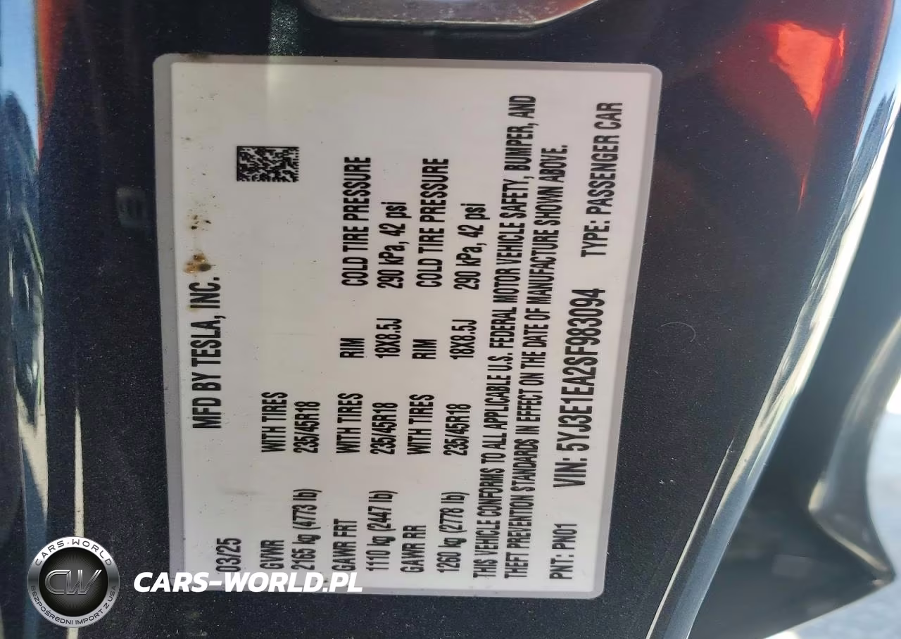 2025 Tesla Model 3 VIN:5YJ3E1EA2SF983094 - 12