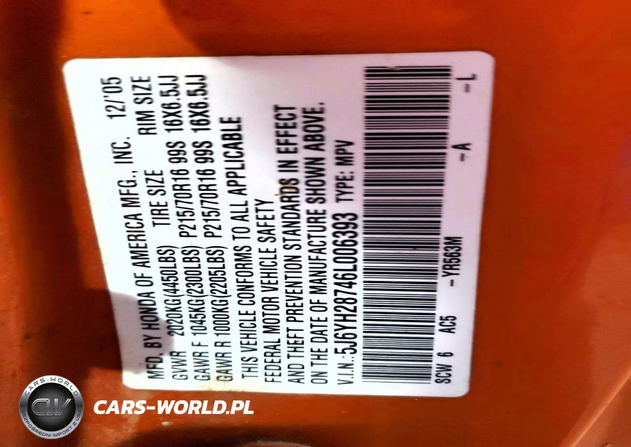 2006 Honda Element Ex VIN:5J6YH28746L006393 - 13