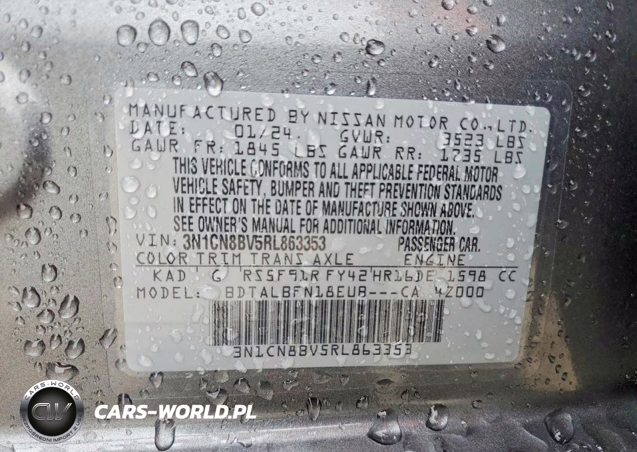 2024 Nissan Versa S VIN:3N1CN8BV5RL863353 - 12