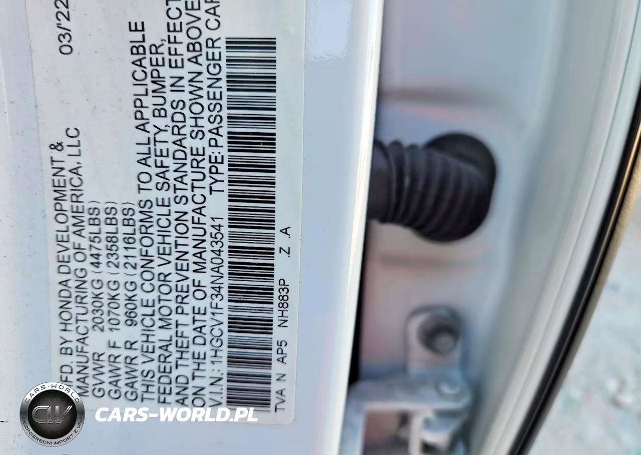 2022 Honda Accord Sport VIN:1HGCV1F34NA043541 - 12