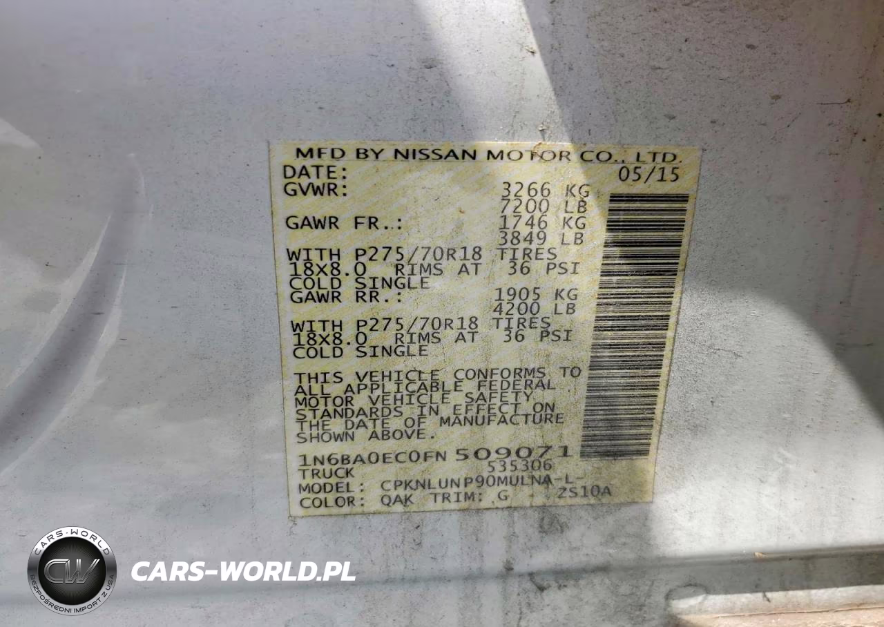 2015 Nissan Titan Pro-4X VIN:1N6BA0EC0FN509071 - 12