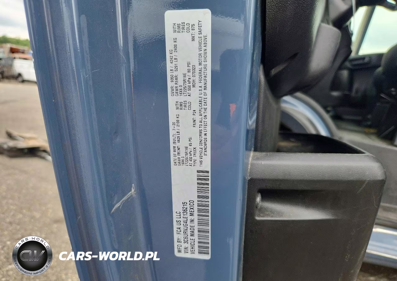 2020 Ram Promaster 3500 Delivery Van VIN:3C6URVJG4LE136215 - 13