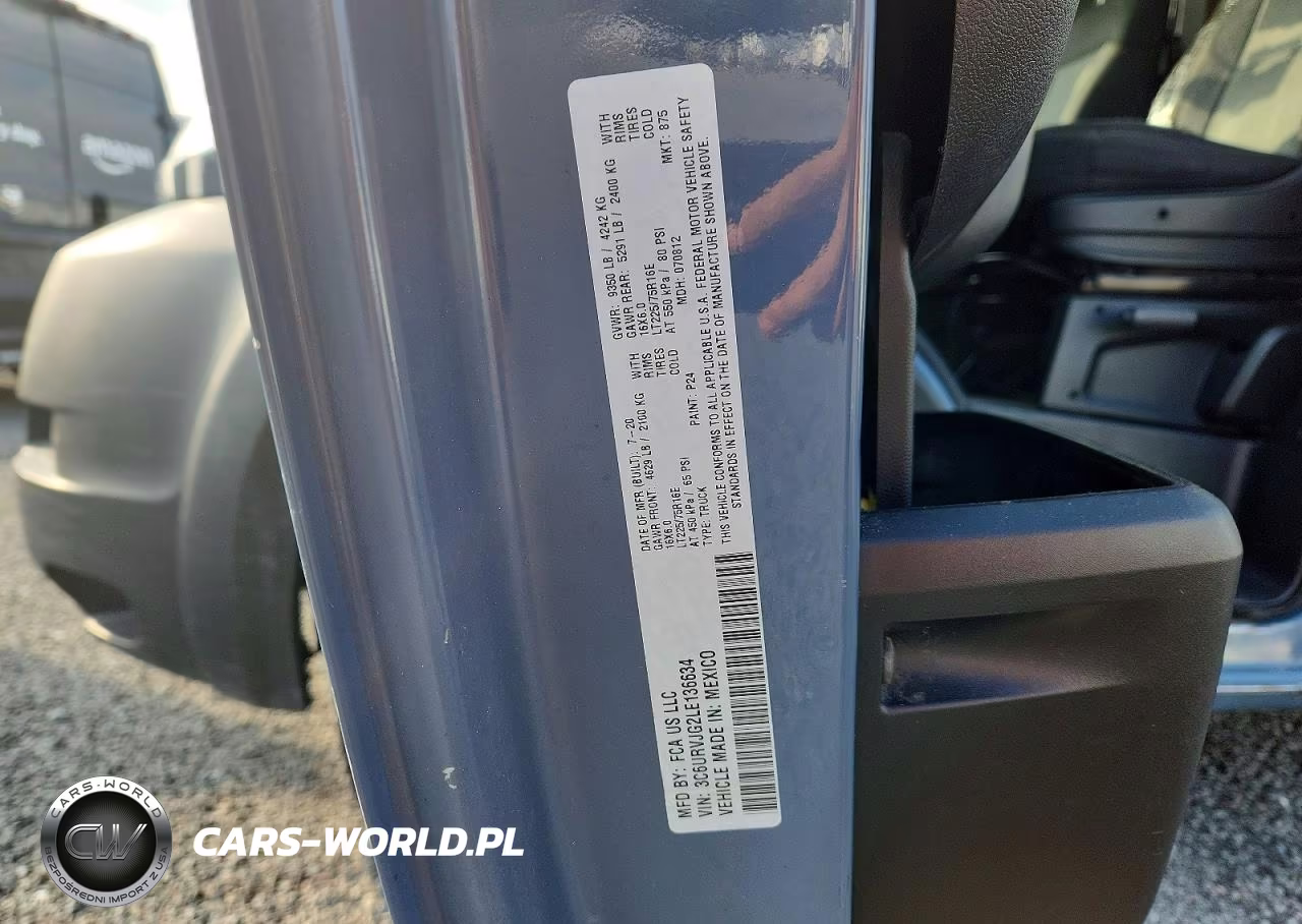 2020 Ram Promaster 3500 Delivery Van VIN:3C6URVJG2LE136634 - 12