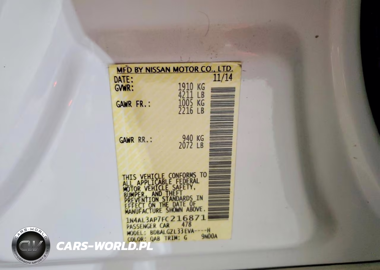 2015 Nissan Altima 2.5 S VIN:1N4AL3AP7FC216871 - 13