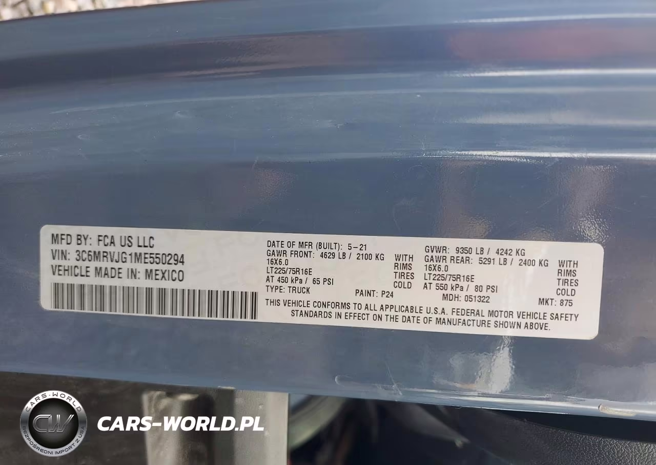 2021 Ram Promaster 3500 Delivery Van VIN:3C6MRVJG1ME550294 - 13
