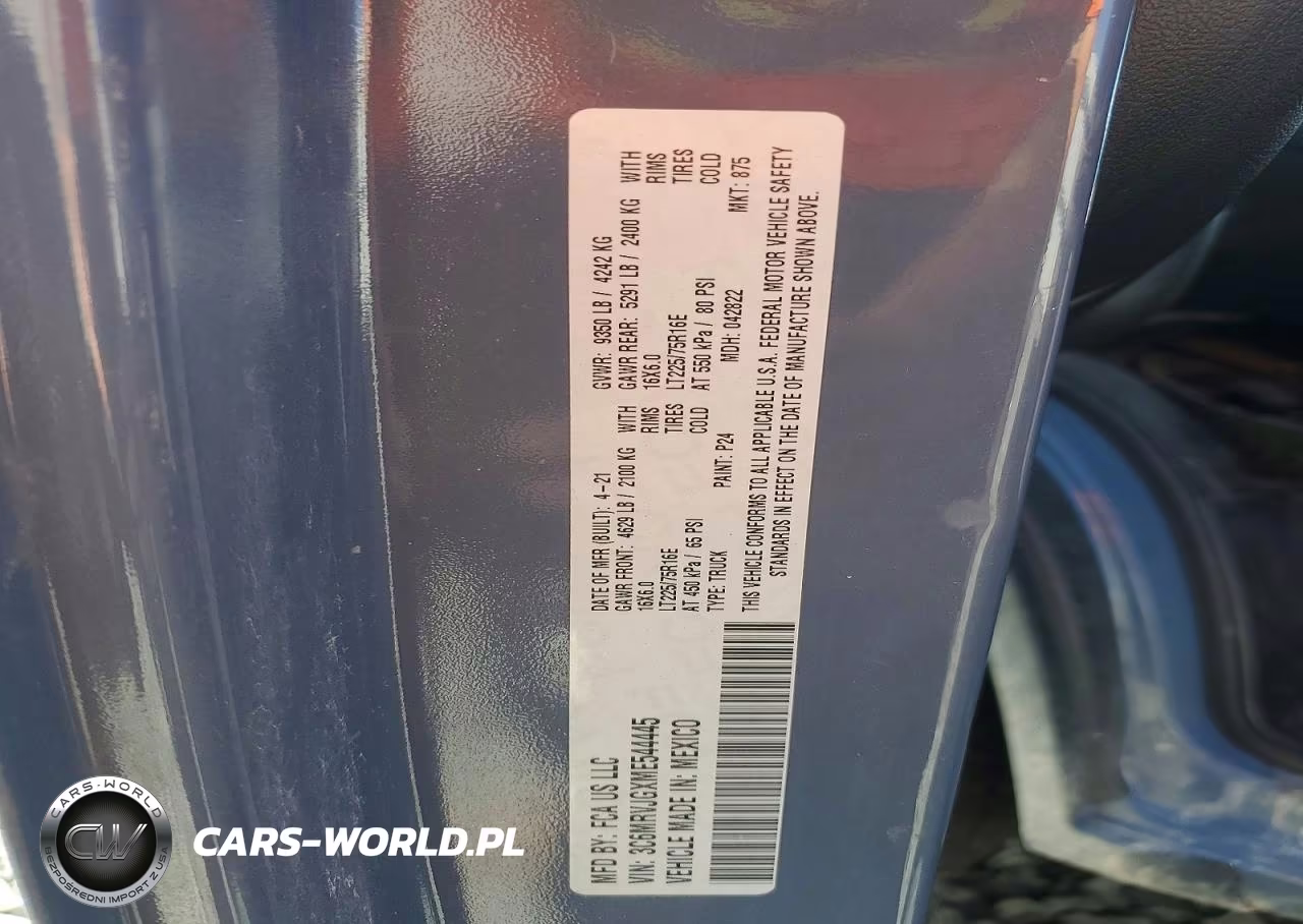 2021 Ram Promaster 3500 Delivery Van VIN:3C6MRVJGXME544445 - 13