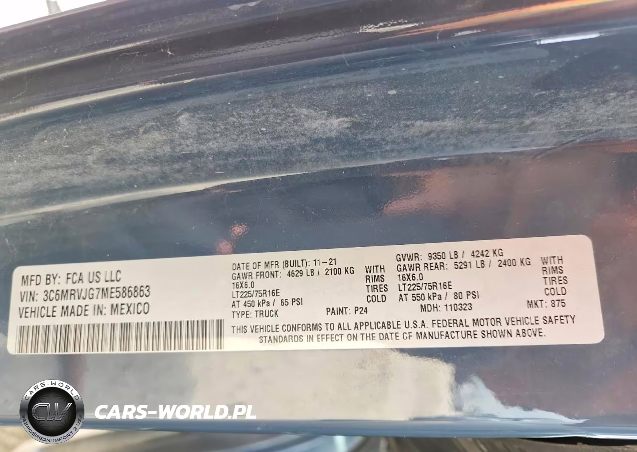2021 Ram Promaster 3500 Delivery Van VIN:3C6MRVJG7ME586863 - 12