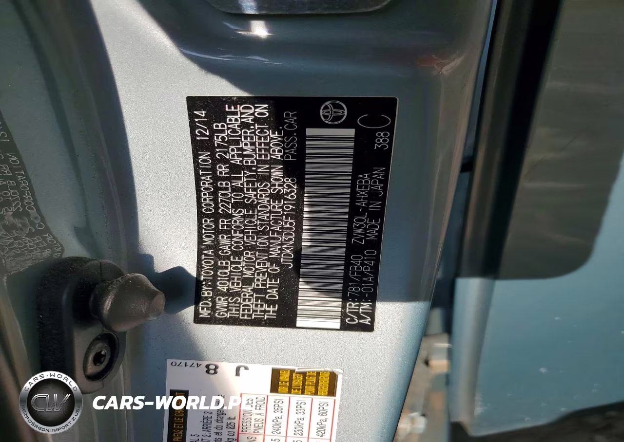 2015 Toyota Prius Two VIN:JTDKN3DU5F1916328 - 12