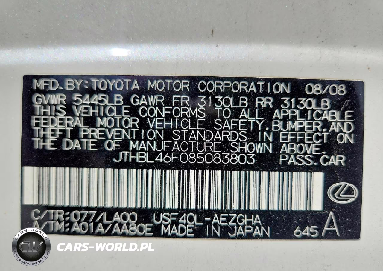 2008 Lexus Ls 460 VIN:JTHBL46F085083803 - 12