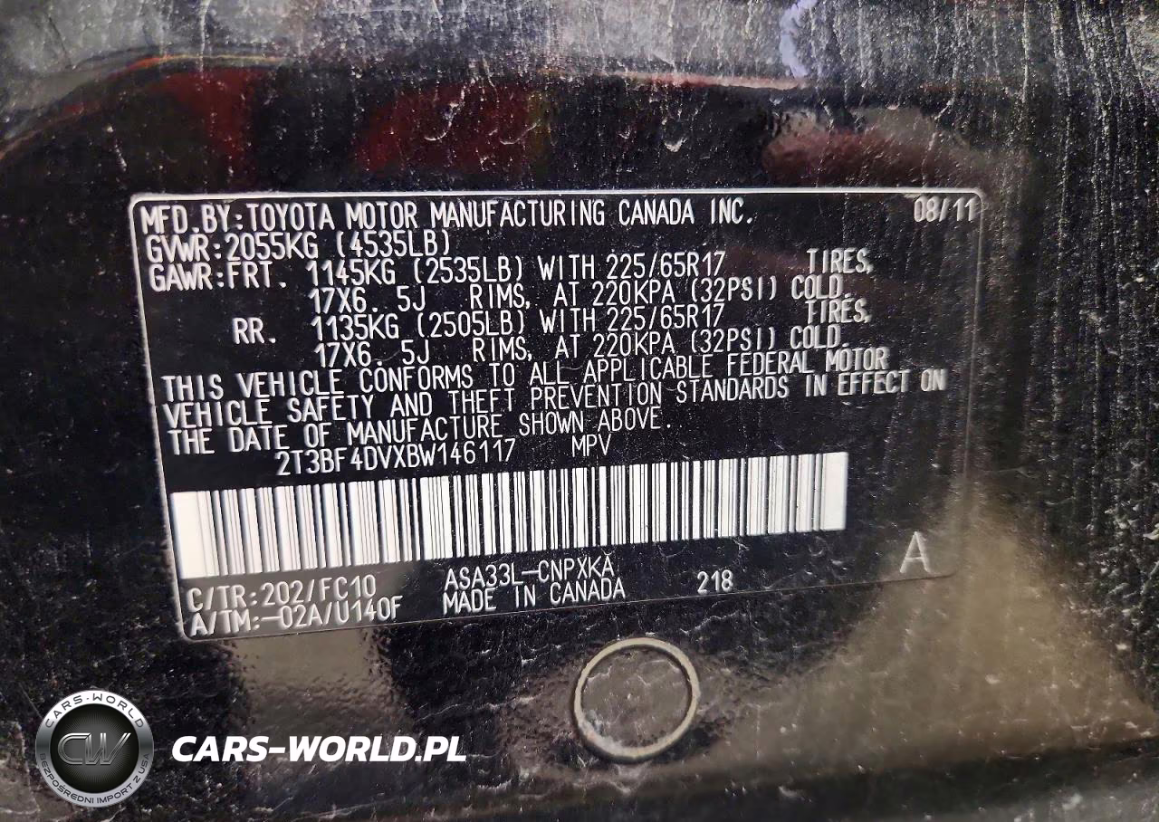 2011 Toyota Rav4 Base VIN:2T3BF4DVXBW146117 - 13