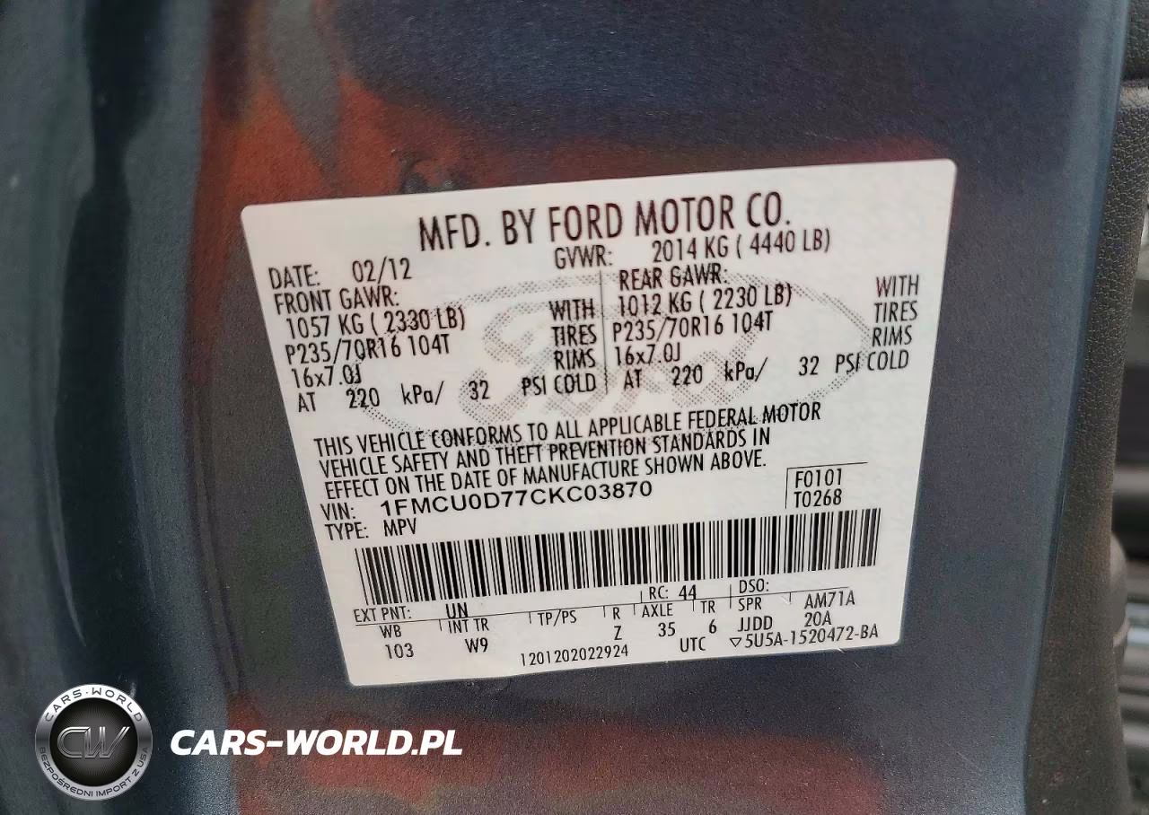 2012 Ford Escape Xlt VIN:1FMCU0D77CKC03870 - 13