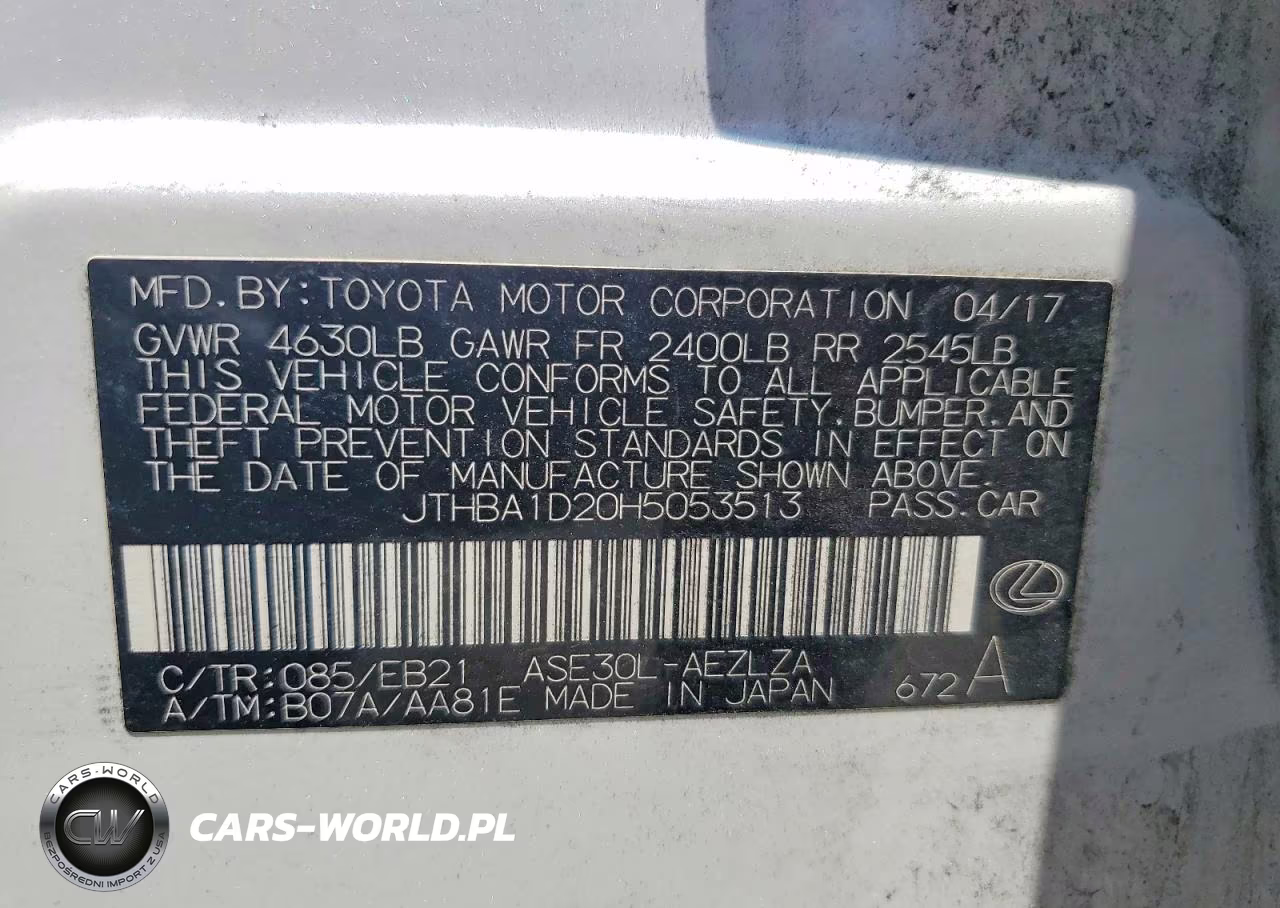 2017 Lexus Is 200T VIN:JTHBA1D20H5053513 - 12