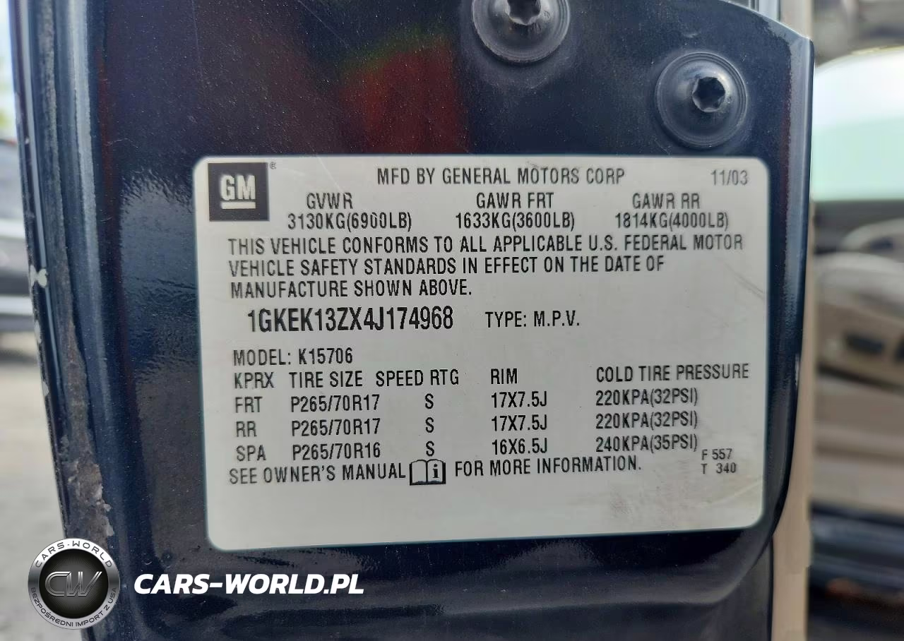 2004 GMC Yukon VIN:1GKEK13ZX4J174968 - 13