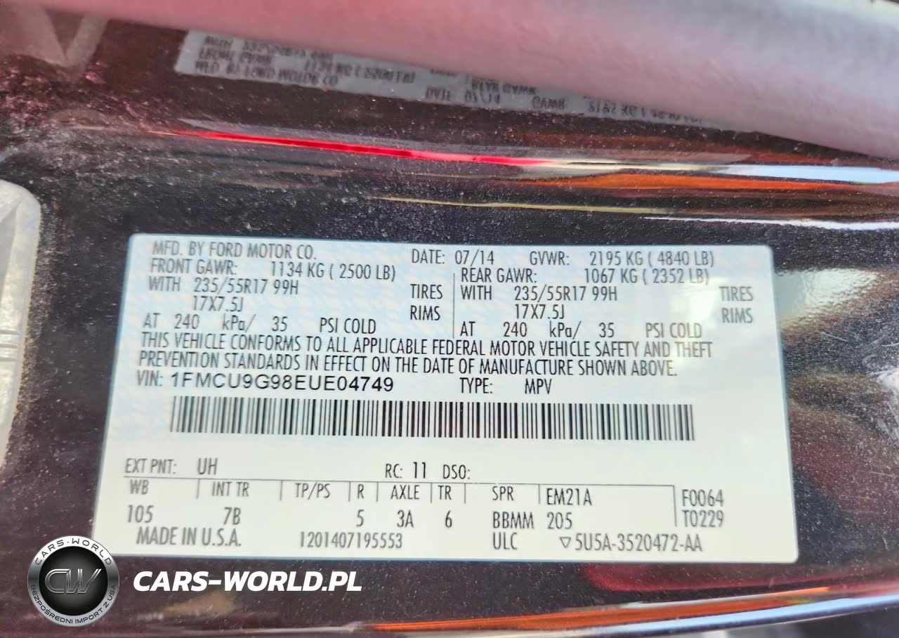 2014 Ford Escape Se VIN:1FMCU9G98EUE04749 - 13