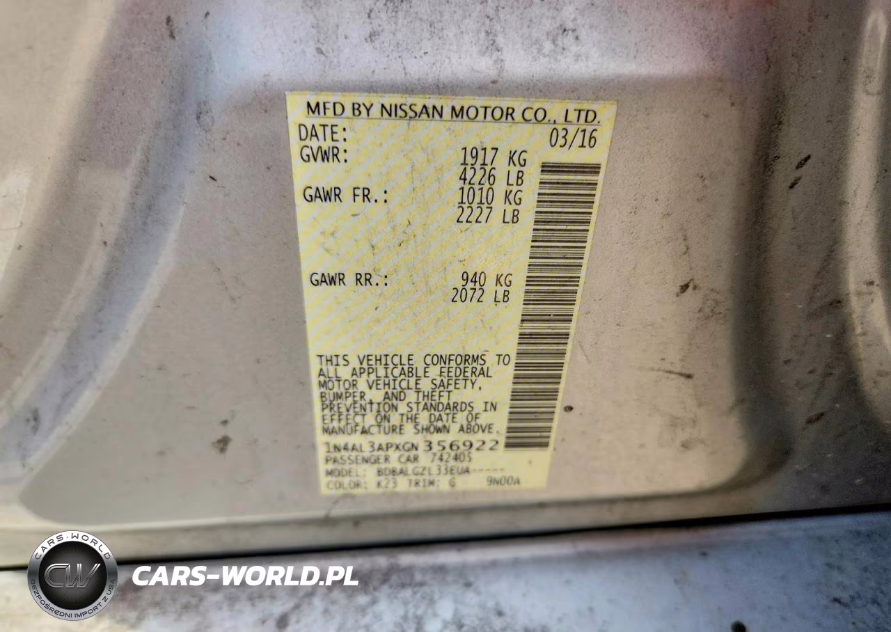 2016 Nissan Altima 2.5 S VIN:1N4AL3APXGN356922 - 12