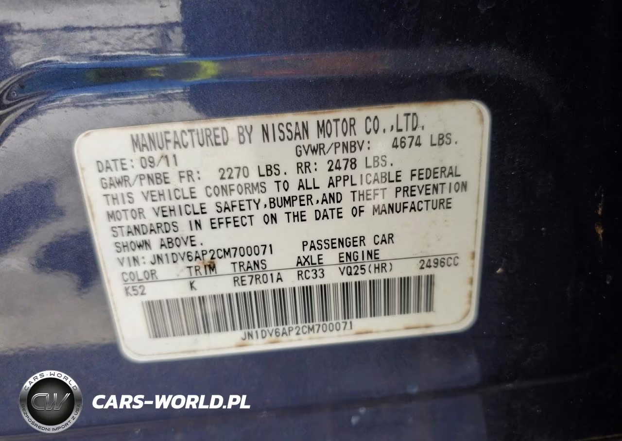 2012 Infiniti G25 Sedan Base VIN:JN1DV6AP2CM700071 - 12