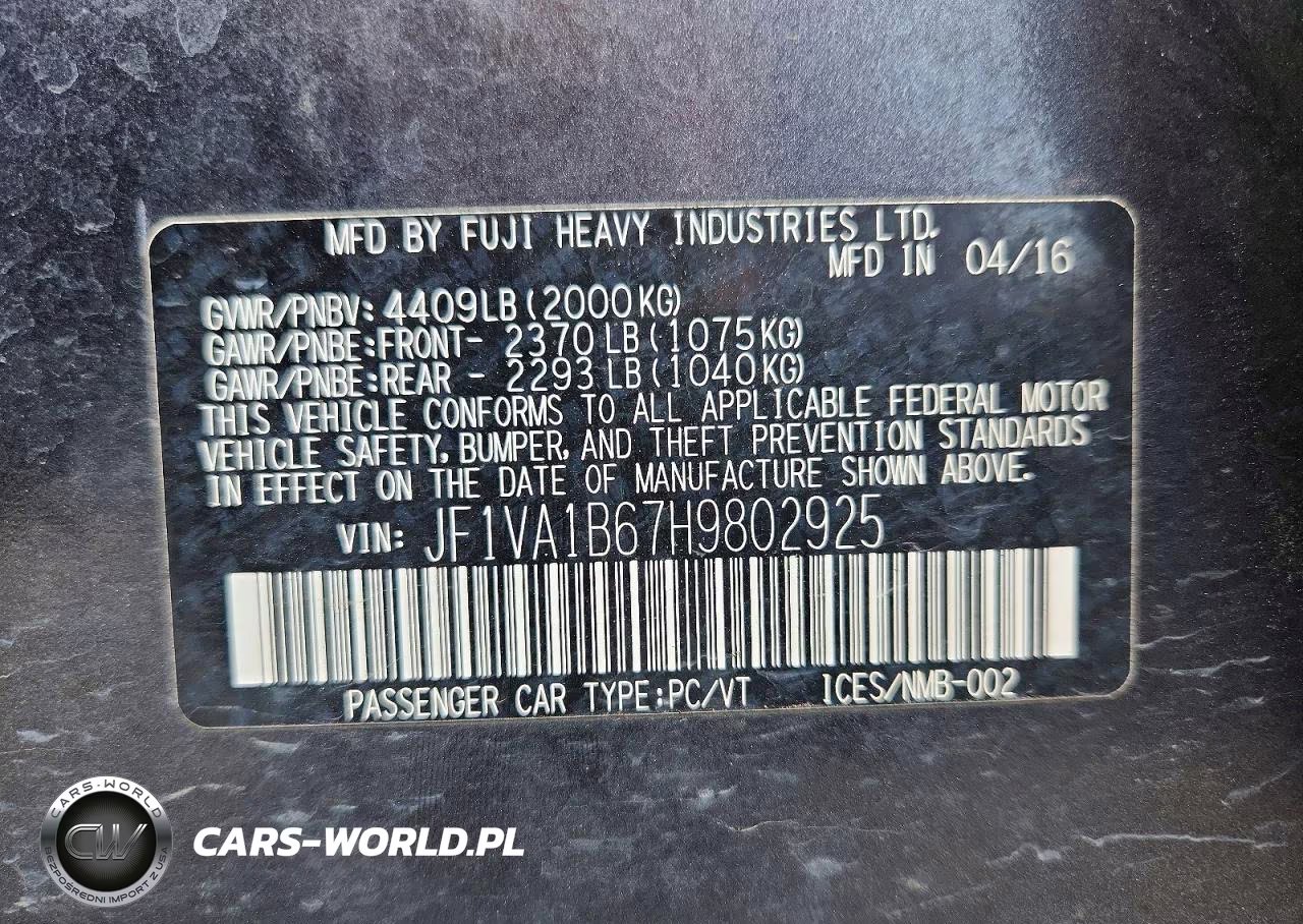 2017 Subaru Wrx VIN:JF1VA1B67H9802925 - 12