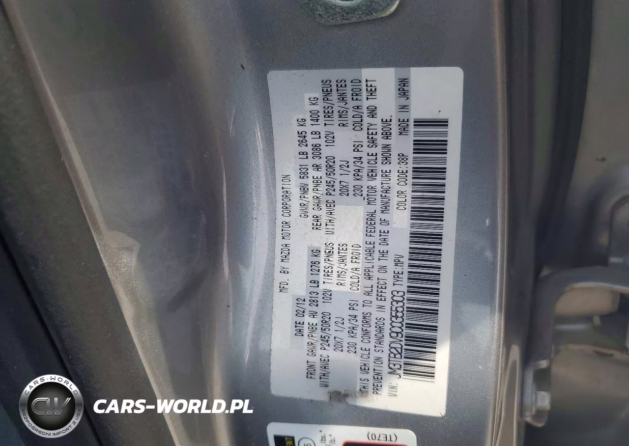 2012 Mazda Cx-9 VIN:JM3TB2DV9C0355303 - 13