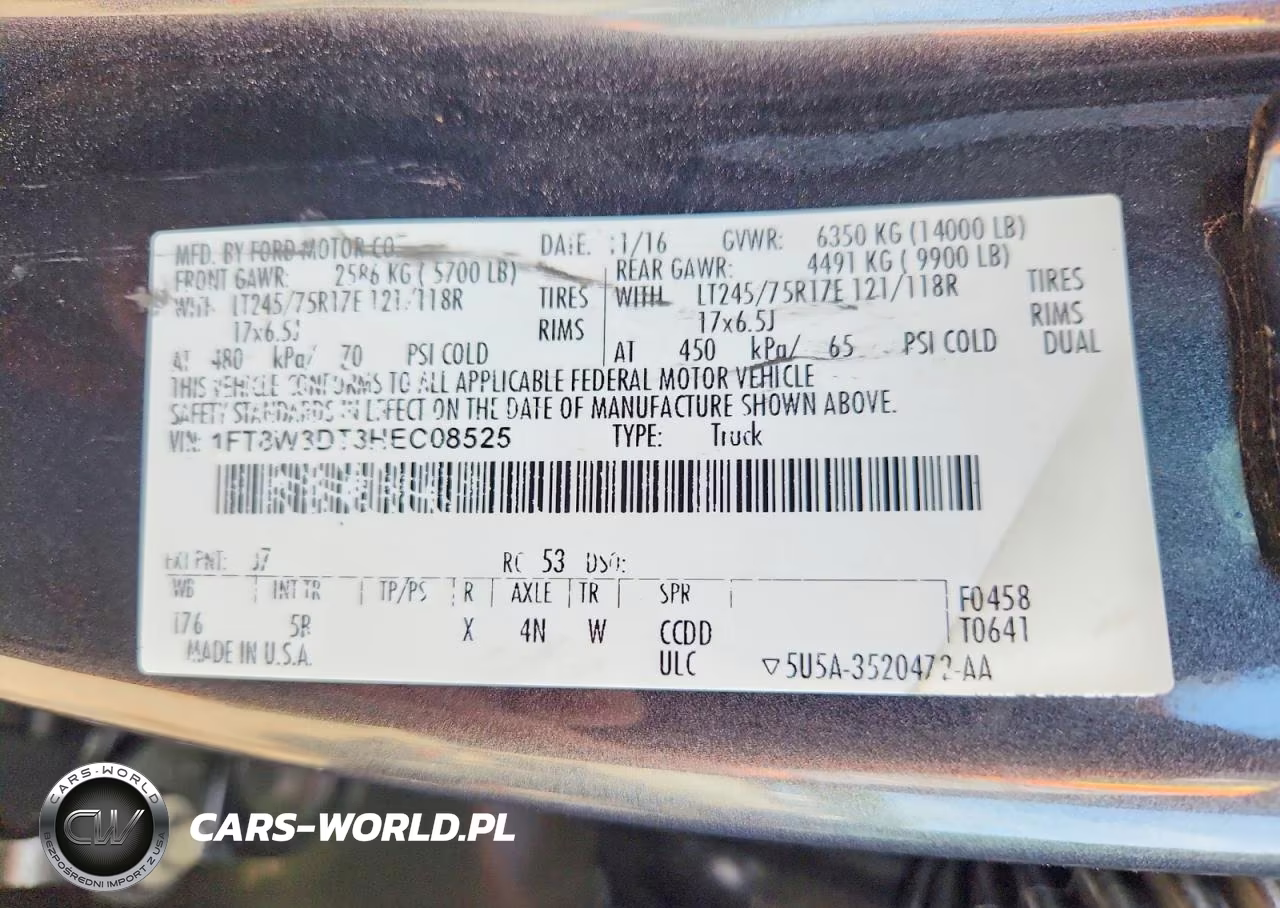 2017 Ford F350 Super Duty VIN:1FT8W3DT3HEC08525 - 12